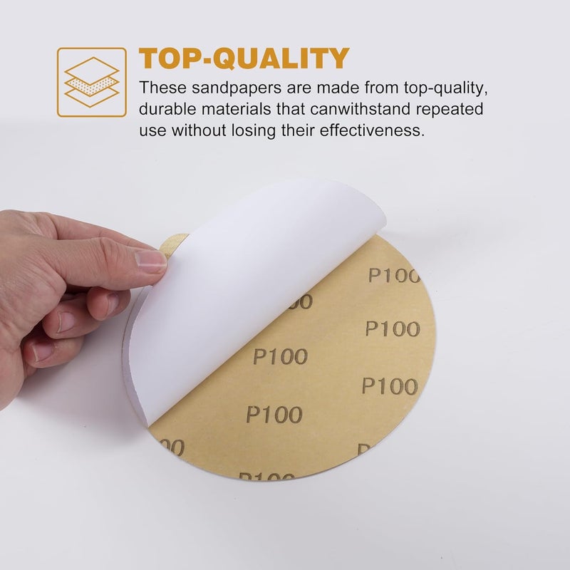Shawya 50 PCS 6 Inch PSA Sanding Discs 100 Grit Self Adhesive Sticky-Back Sandpaper for Easy Attachment Premium Quality Sanding Disc for Efficient Sanding Performance - Image 3